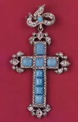 Vedhængskors, ca. 1780 diamanter og turkis